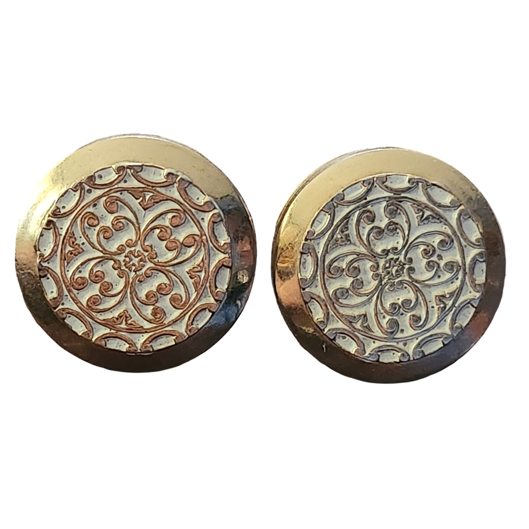 Vtg Accessocraft Ny Enamel Button Screwback Clip Earrings